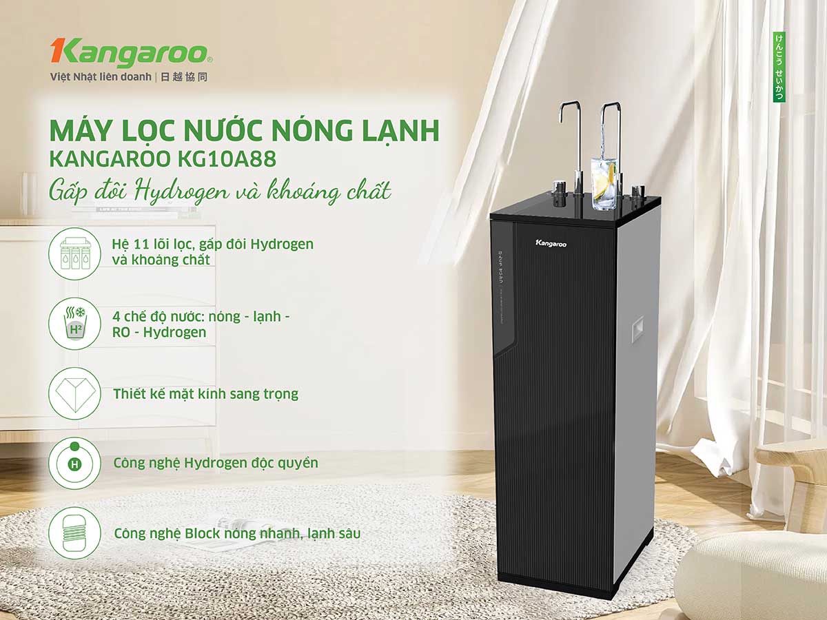 Máy lọc nước nóng lạnh Kangaroo Hydrogen KG10A88