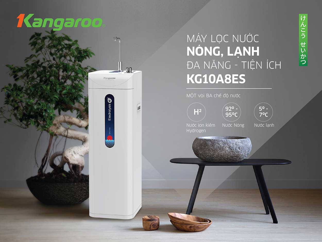 Máy lọc nước Kangaroo Hydrogen ion kiềm KG10A8ES Máy lọc nước Kangaroo Hydrogen ion kiềm KG10A8ES