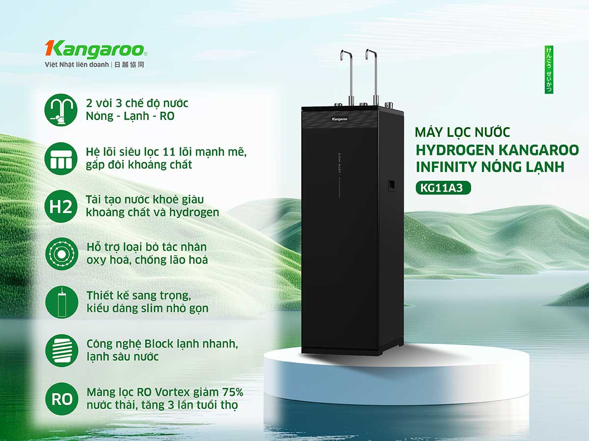 Máy lọc nước Kangaroo Hydrogen Infinity nóng lạnh KG11A3