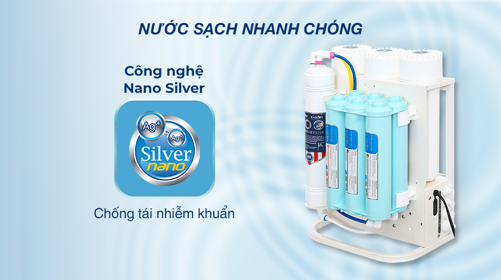 Máy lọc nước RO âm tủ Karofi KAQ-U06 - Công nghệ kháng khuẩn Nano Silver