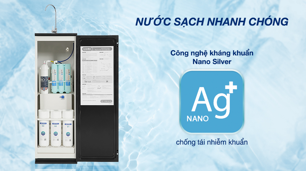 Máy lọc nước RO Karofi KAQ-X26 - Công nghệ kháng khuẩn Nano Silver