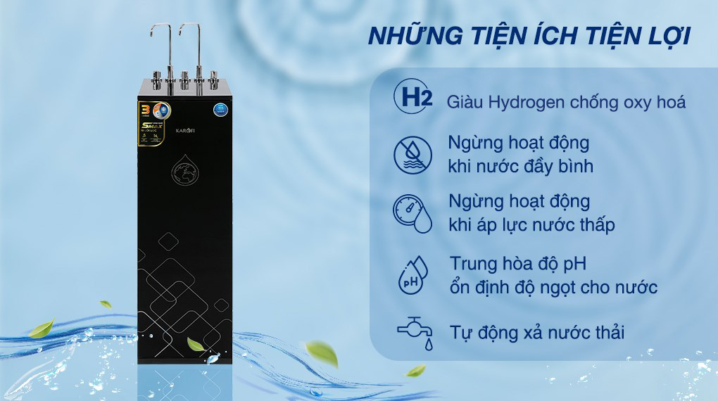 Máy lọc nước RO nóng nguội lạnh Karofi KAD-X39 10 lõi - Tiện ích