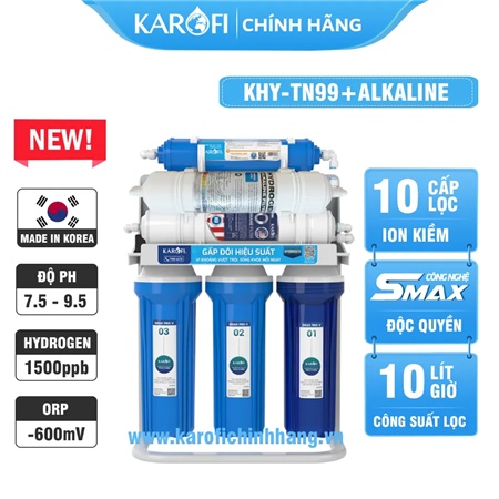 Máy lọc nước Hydrogen ion kiềm Karofi KHY-TN99 + ALKALINE - 10 Lõi 