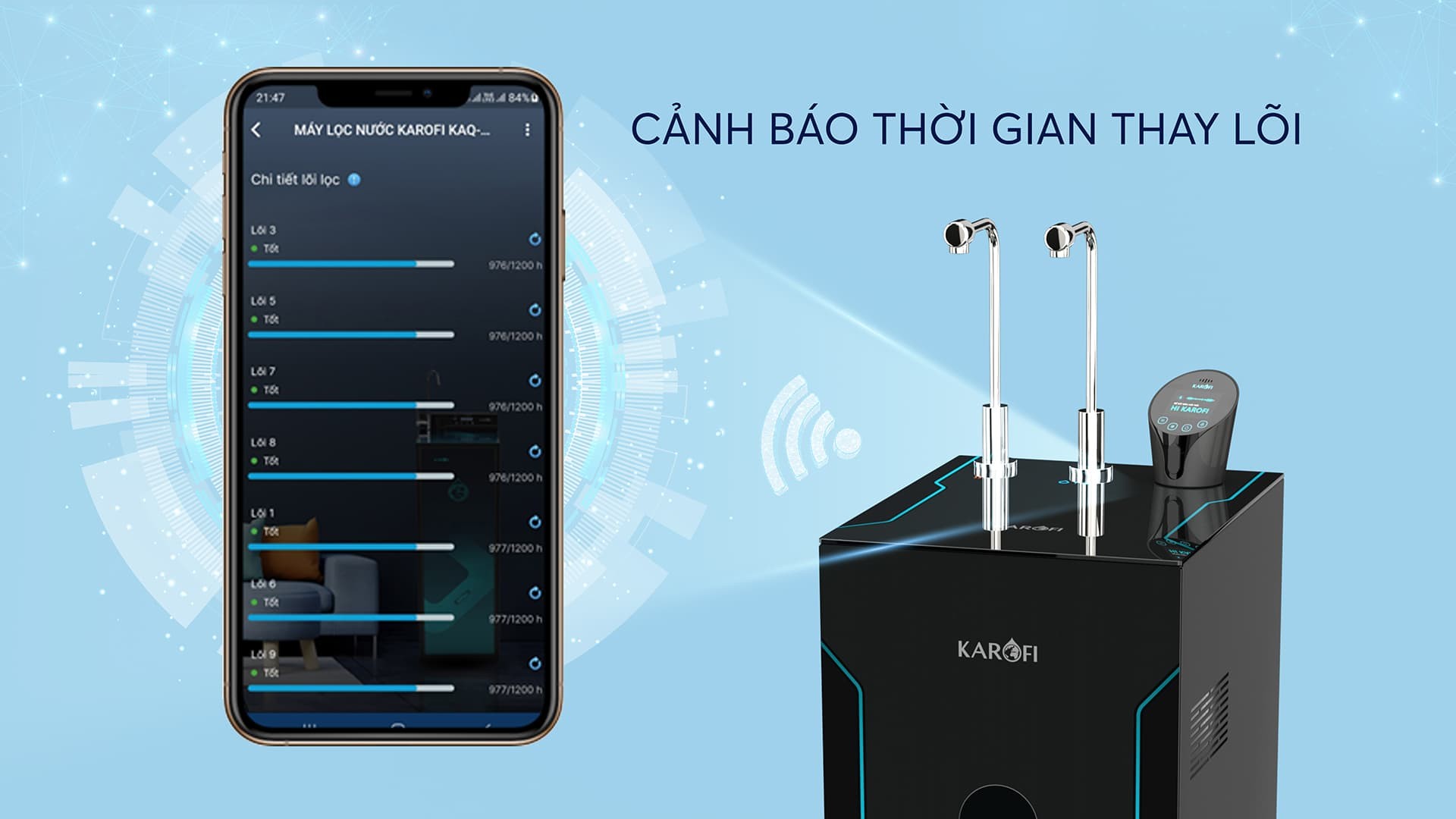 Máy lọc nước ion kiềm nóng lạnh nguội Karofi KAE-S88