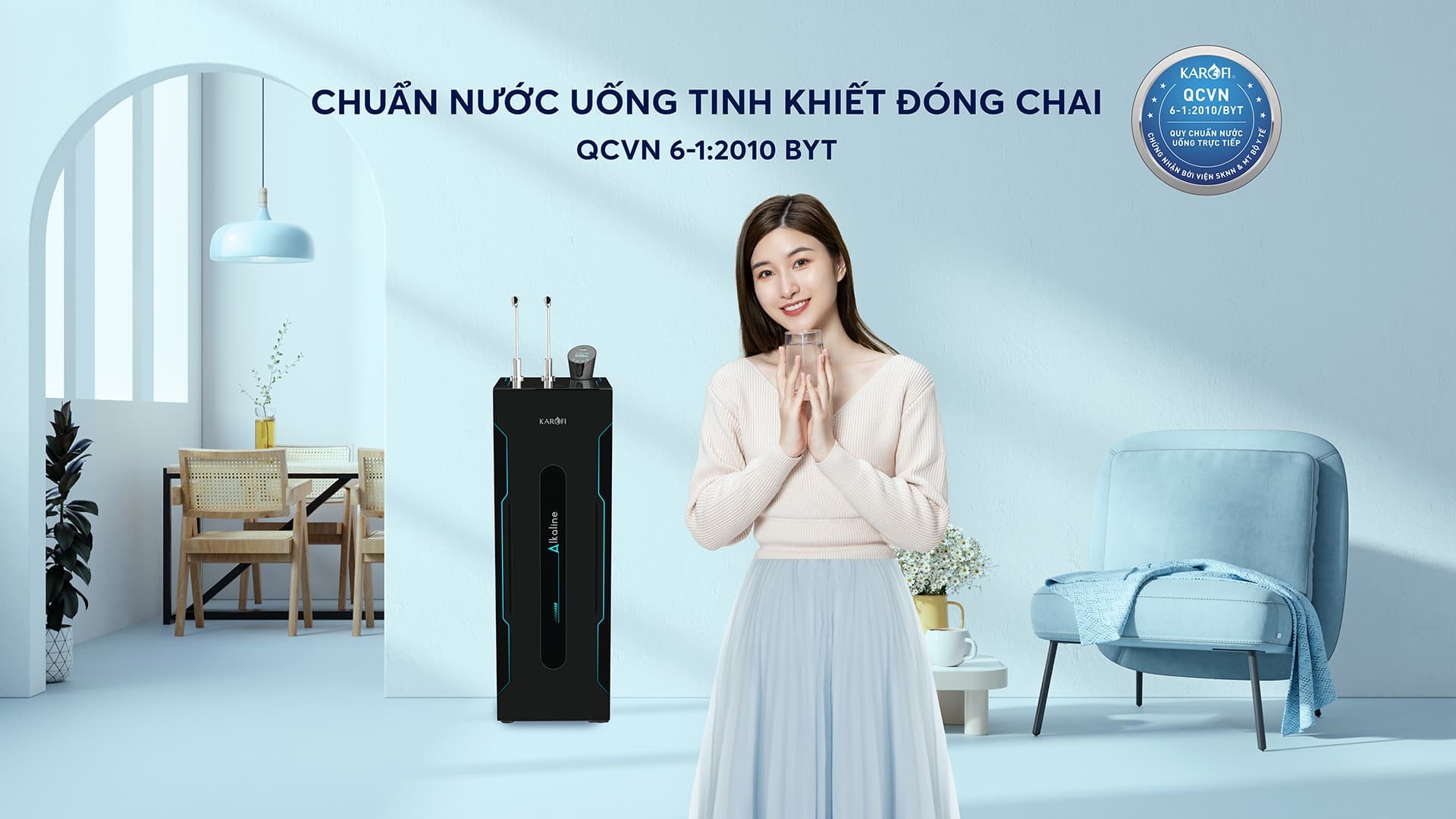 Máy lọc nước ion kiềm nóng lạnh nguội Karofi KAE-S88