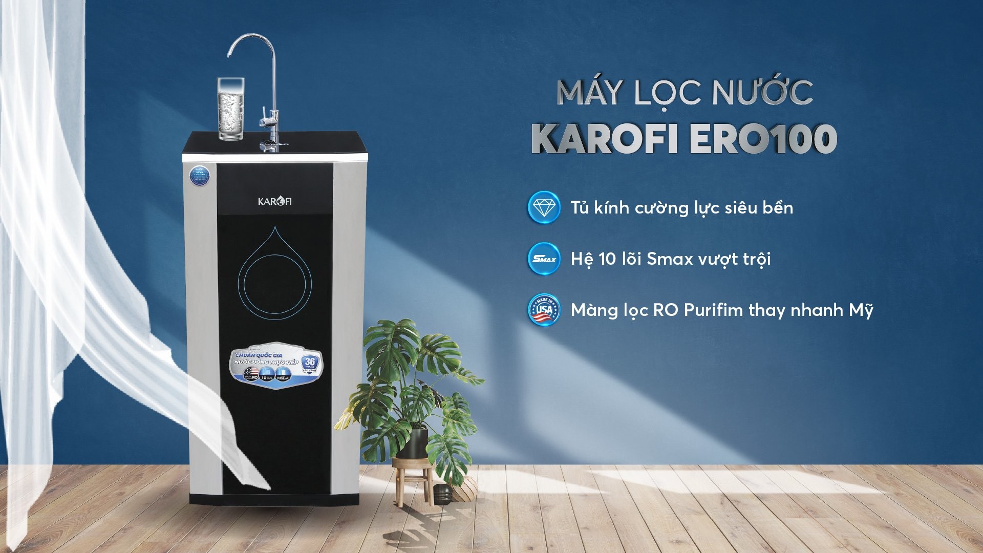 Máy lọc nước Karofi ERO100 - 10 lõi Hydrogen