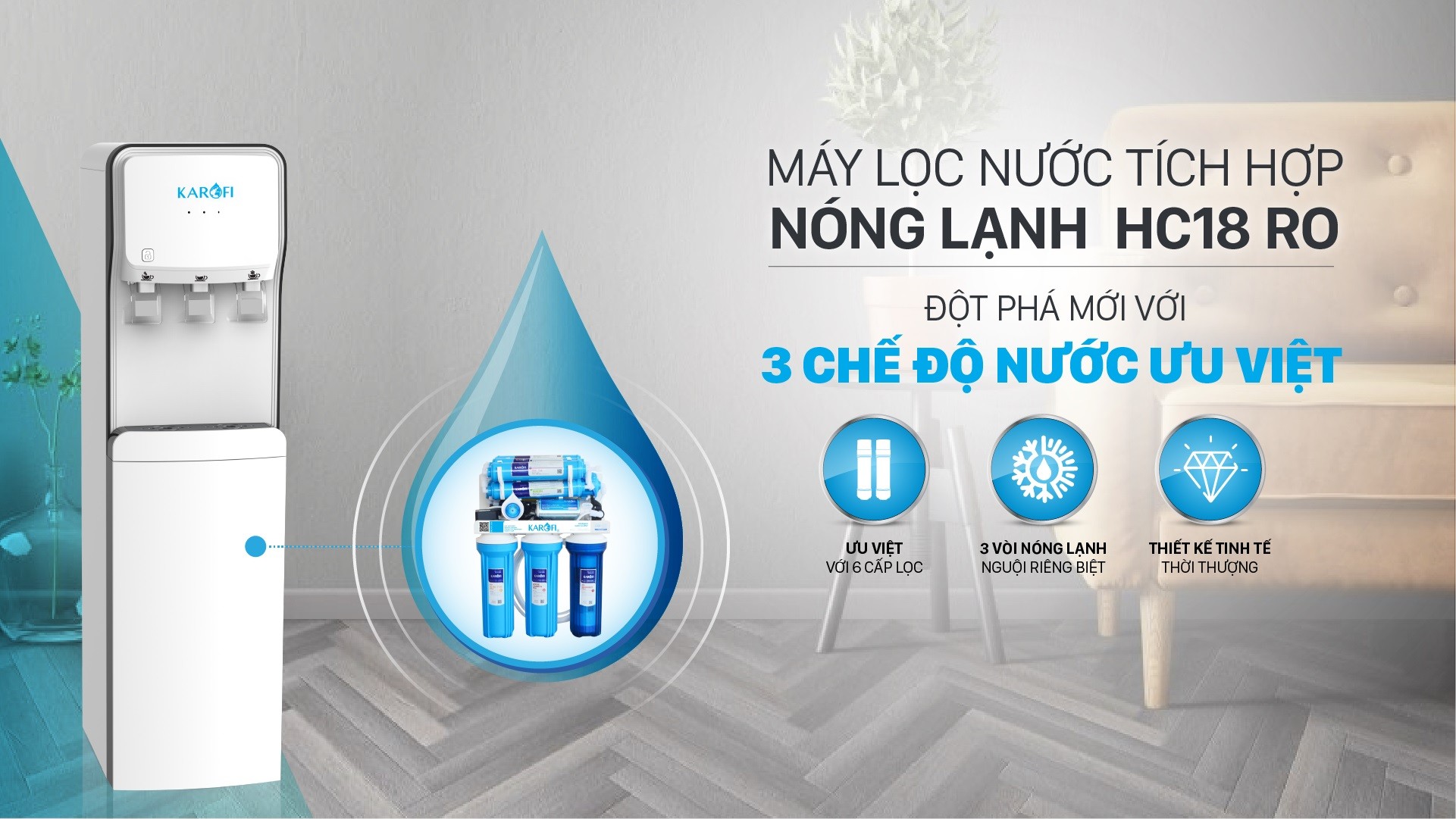 Máy Lọc Nước Nóng Lạnh 3 Vòi